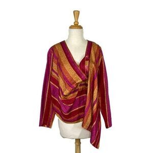 Ralston S Pink Stripe Linen Sivi Jacket ~Boutique~ Art To Wear | Lagenlook